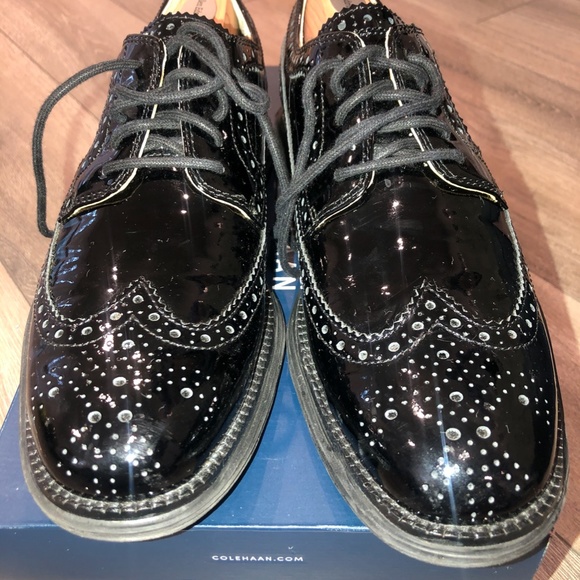 SOLD COLE HAAN BLACK PATENT DRESS SHOE SZ 9 - Picture 2 of 7